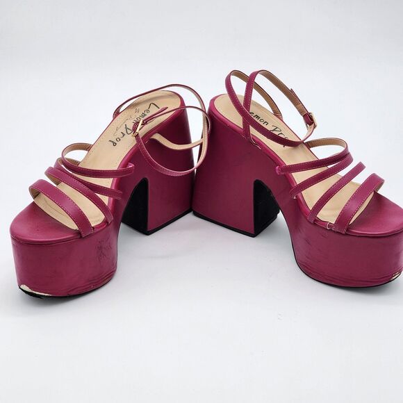 Lemon Drop by Privileged Fuchsia Tornado Platform Sandals Size 7.5 - Picture 5 of 16